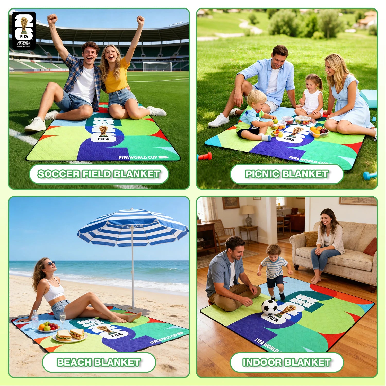 FIFA WORLD CUP 2026 Official Picnic Mat, Extra Large Foldable Outdoor Blankets FIFA Picnic Mat for Beach,Soccer Fan Camping Gift