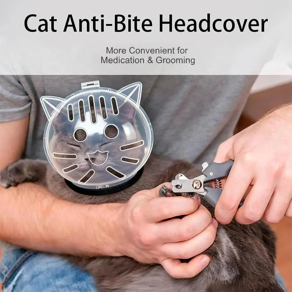 Cat Muzzle Anti-Bite Breathable Cat Grooming Supplies Grooming Mask Bath Grooming Anti-Licking Protective Space Hood