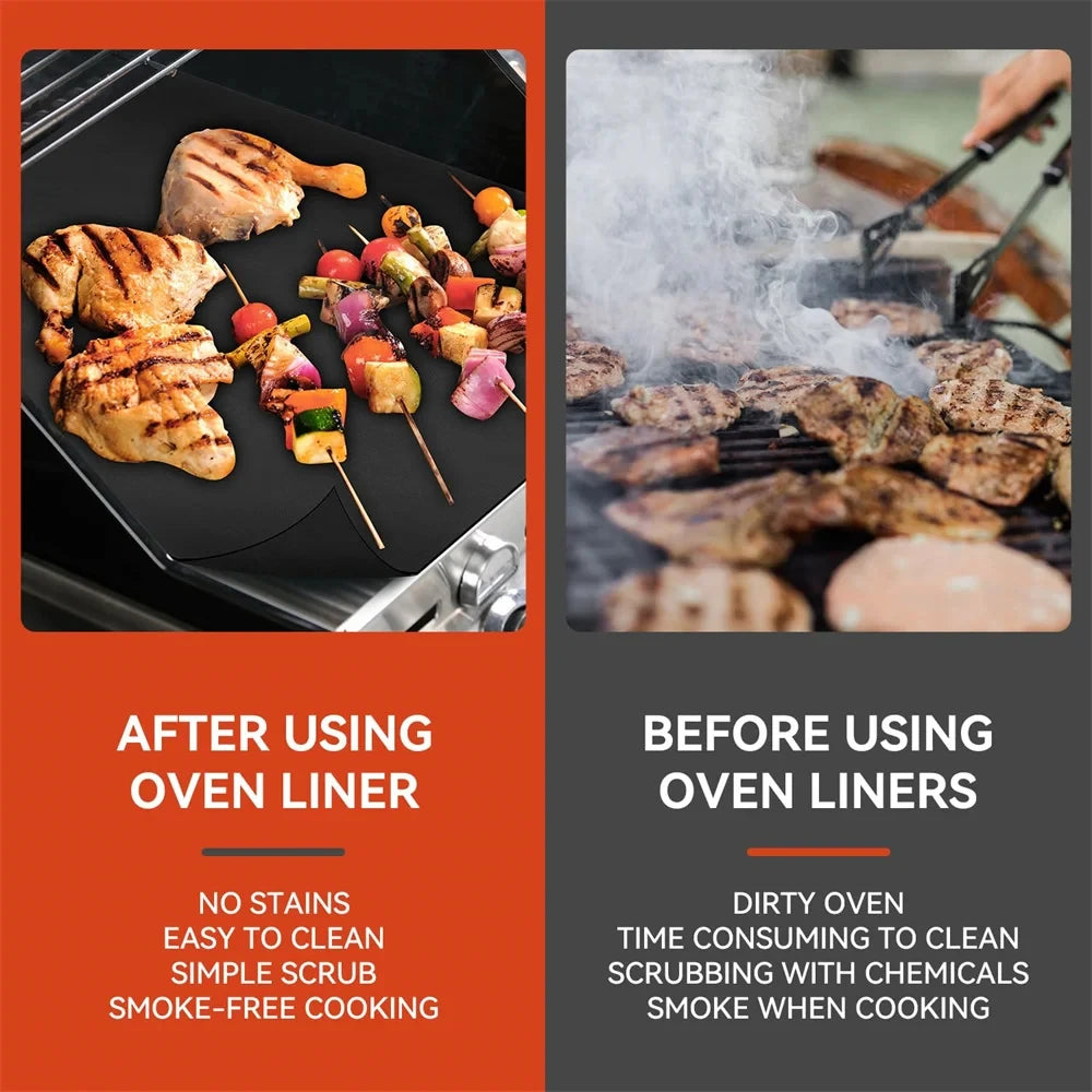BBQ Mats Oven Bottom Liners Reusable Non-stick Baking Mats Outdoor Party Protective Mats Kitchen Tools Heat Resistant Grill Mats