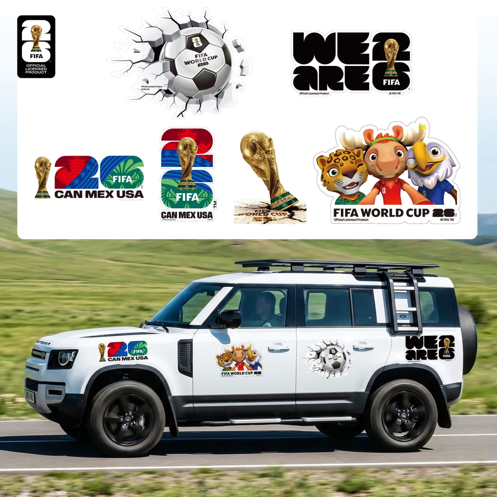 FIFA World Cup 2026 Car Decal Official World Cup Car Sticker with Trophy, Host City & Mascot Design - Waterproof Sticker for Car