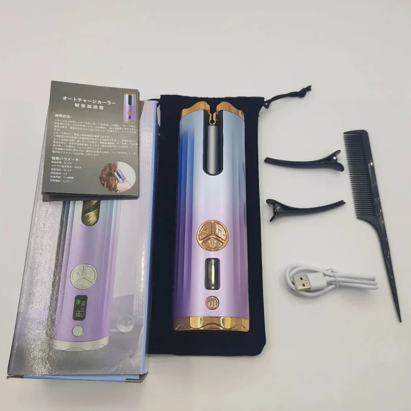 Automatic Hair Curler Wireless With Heat Timer Modes Rechargeable Portabl Fast Heating Styler For Perfect Curls Every Time