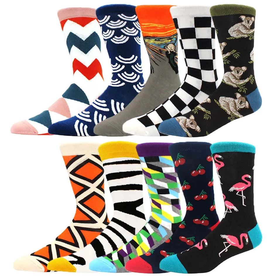 10 pairs of food pattern men's socks irregular color women's socks street trend skateboarding socks