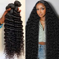 32 36 40 Inch Deep Wave Human Hair Bundles Brazilian Remy Unprocessed Weaving Curly Hair 1/2/3/4 Bundles Weave Extensions Deals