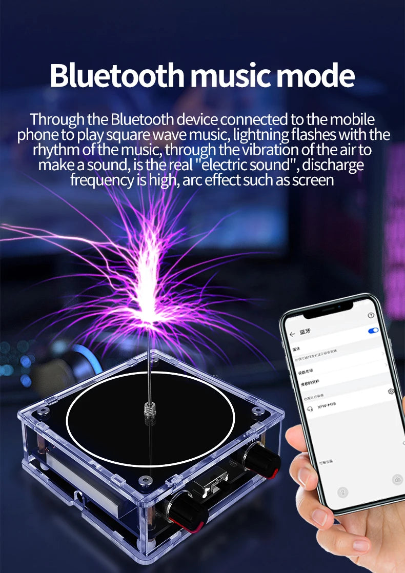 Music Tesla Coil Bluetooth/AUX Dual Mode Music Box Artificial Lightning Touchable Audio Input Bluetooth Science Experiments ﻿