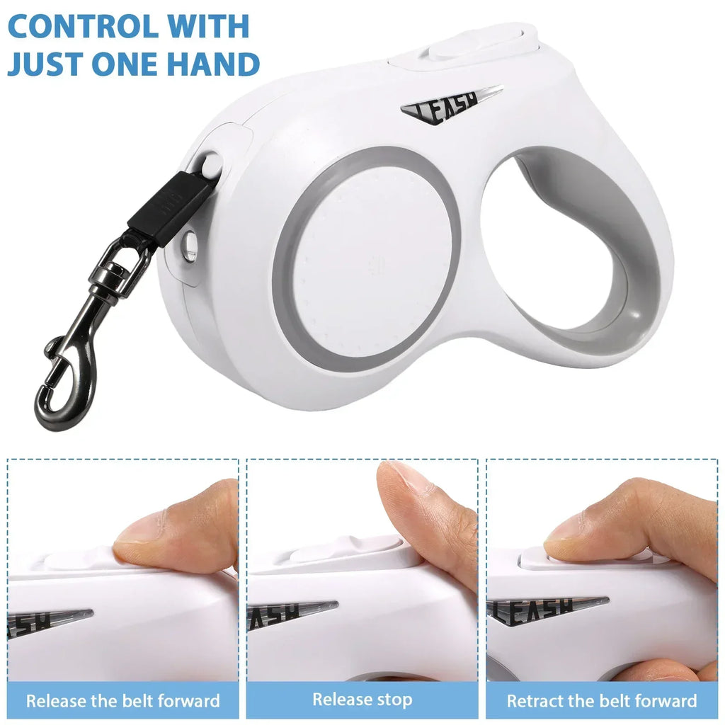 5m LED Flashlight Dog Leash Automatic Retractable Pet Luminous Straps Puppy Walking Night Outdoor Walking Non-Slip Handle