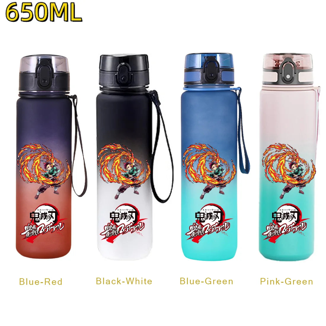 650ML Demon Slayer Kamado Tanjirou Water Bottle Kamado Nezuko Kochou Shinobu Fitness Drink Bottle Kettle Travel Office Jugs