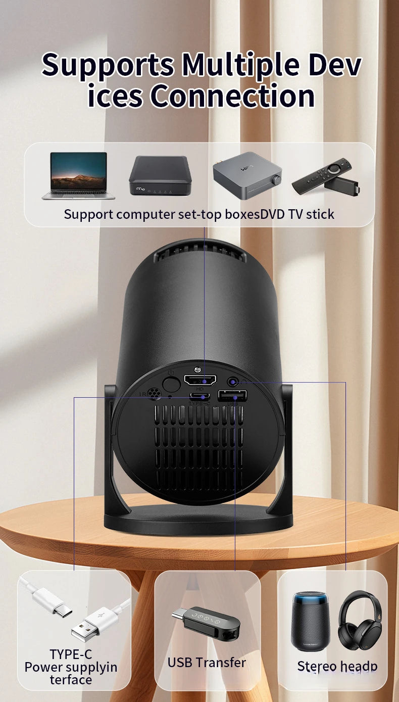 HY300 Mini portable 4k projector 1080P android Smart home  movie theater projectors bluetooth and wifi