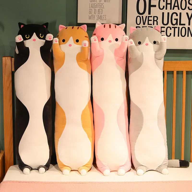 Cute and Soft Long Cat Plush Toy Ultra Kawaii Cat Hug Pillow Body Animal Sleeping Companion Kids Birthday Gift