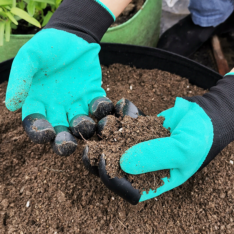 Horticultural Gloves with Claws Digging Gloves Garden Vegetable Flower Garden Planting Stab Resistant Protective Latex Gloves