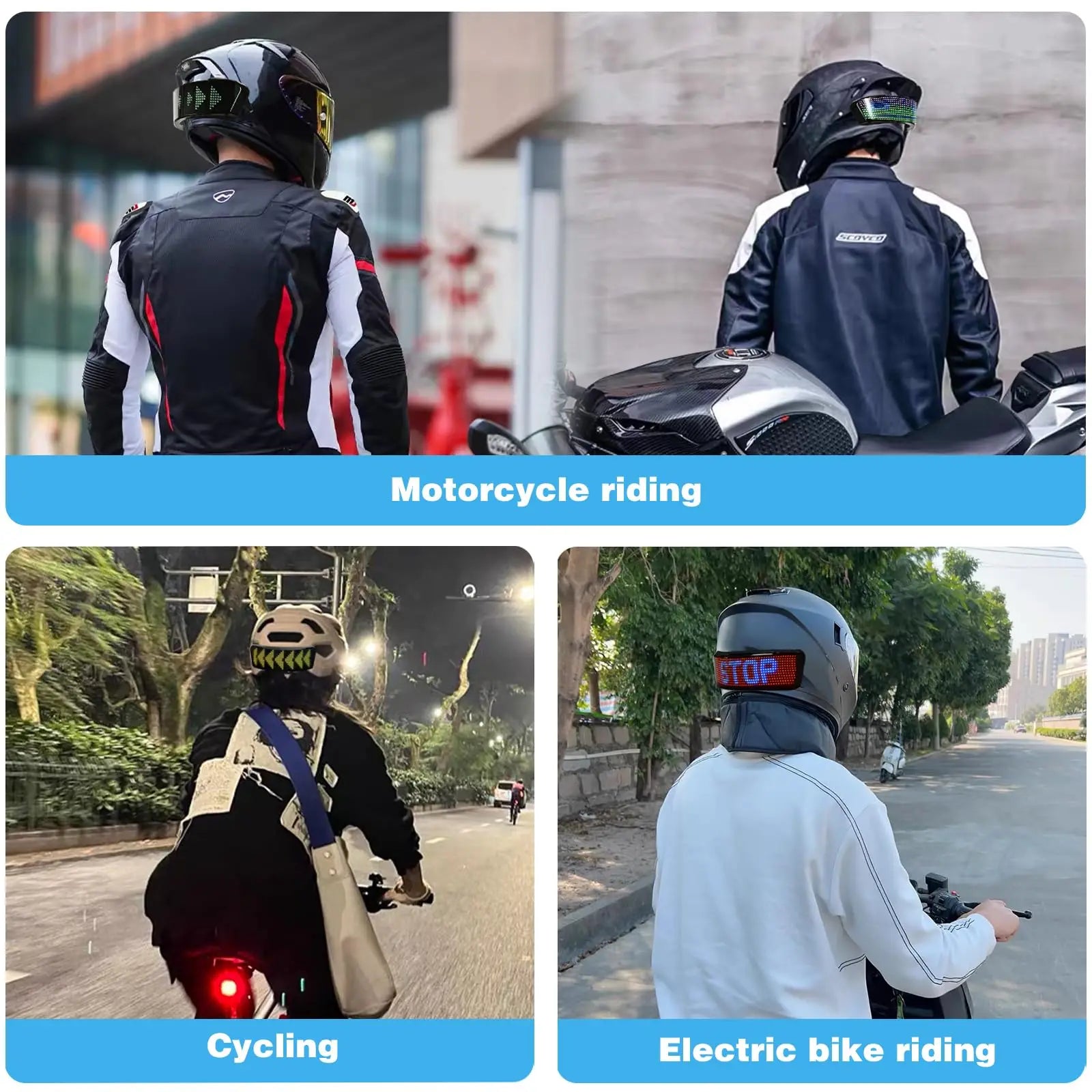 Led Helmet Display Motorcycle Helmet Warning Light Night Riding DIY RGB Bike Helmet Taillight APP Programmable LED Screen