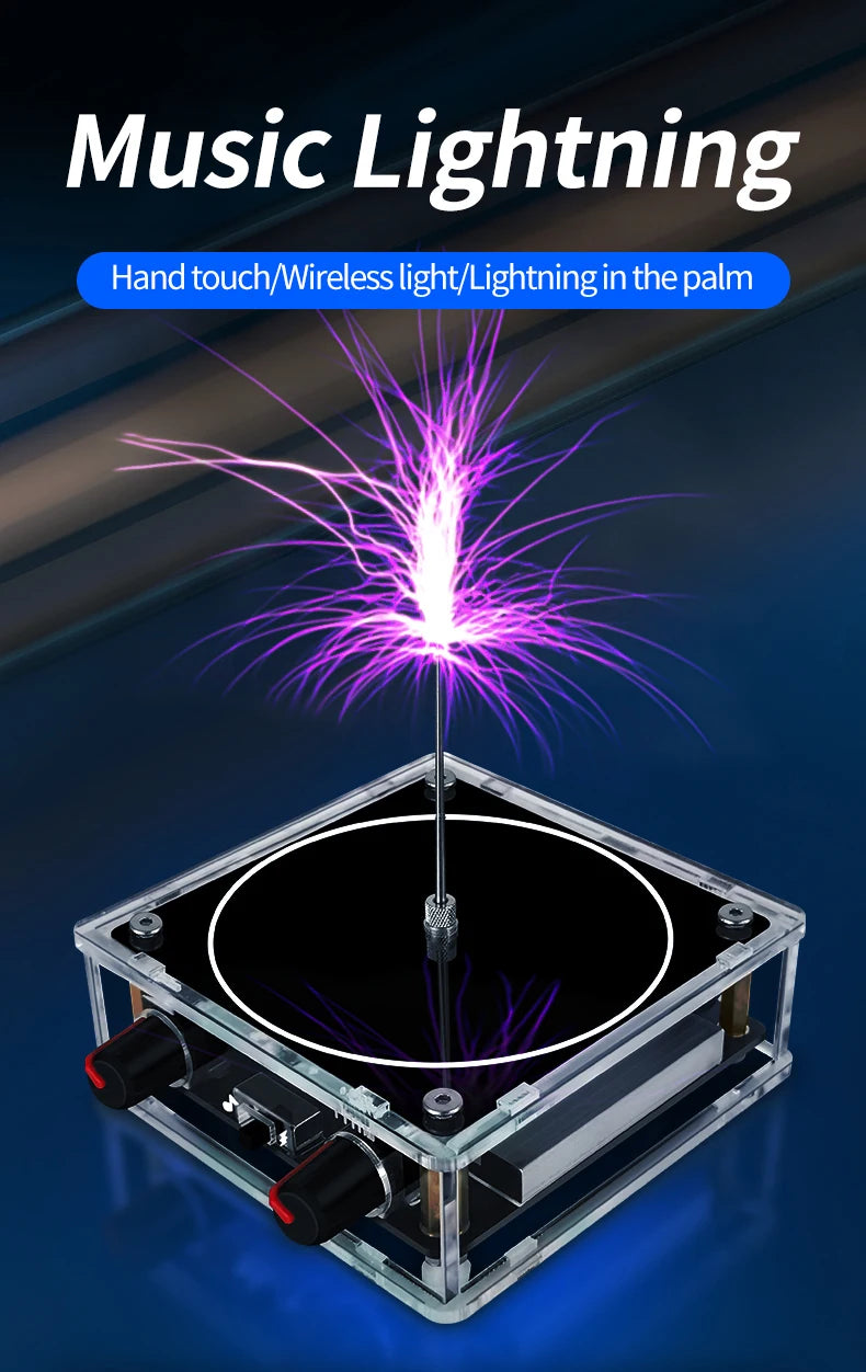 Music Tesla Coil Bluetooth/AUX Dual Mode Music Box Artificial Lightning Touchable Audio Input Bluetooth Science Experiments ﻿