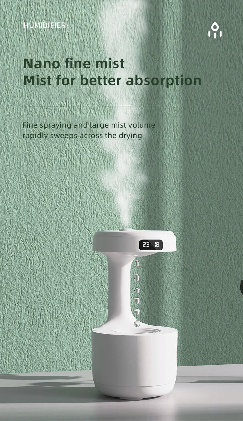 DIVEDEER Humidifier Home Office Desktop Water Replenishment Device Creative Backflow Anti gravity Water Drop Humidifier