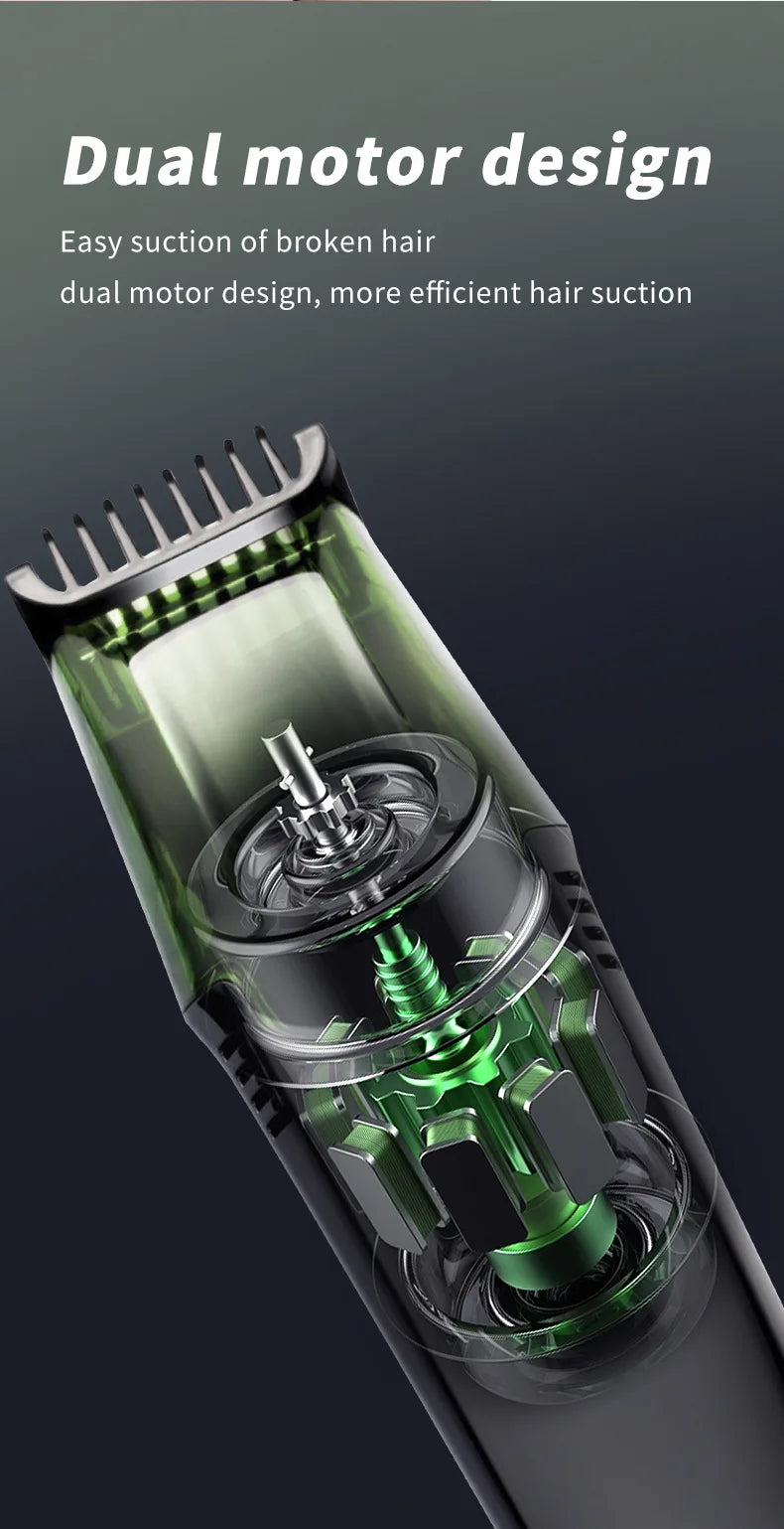 Vacuum Body Hair Trimmer for Men, Mustache Trimmer with 20 Length and Styles Adjustable, Built-in Vacuum Trimmer for Mustache