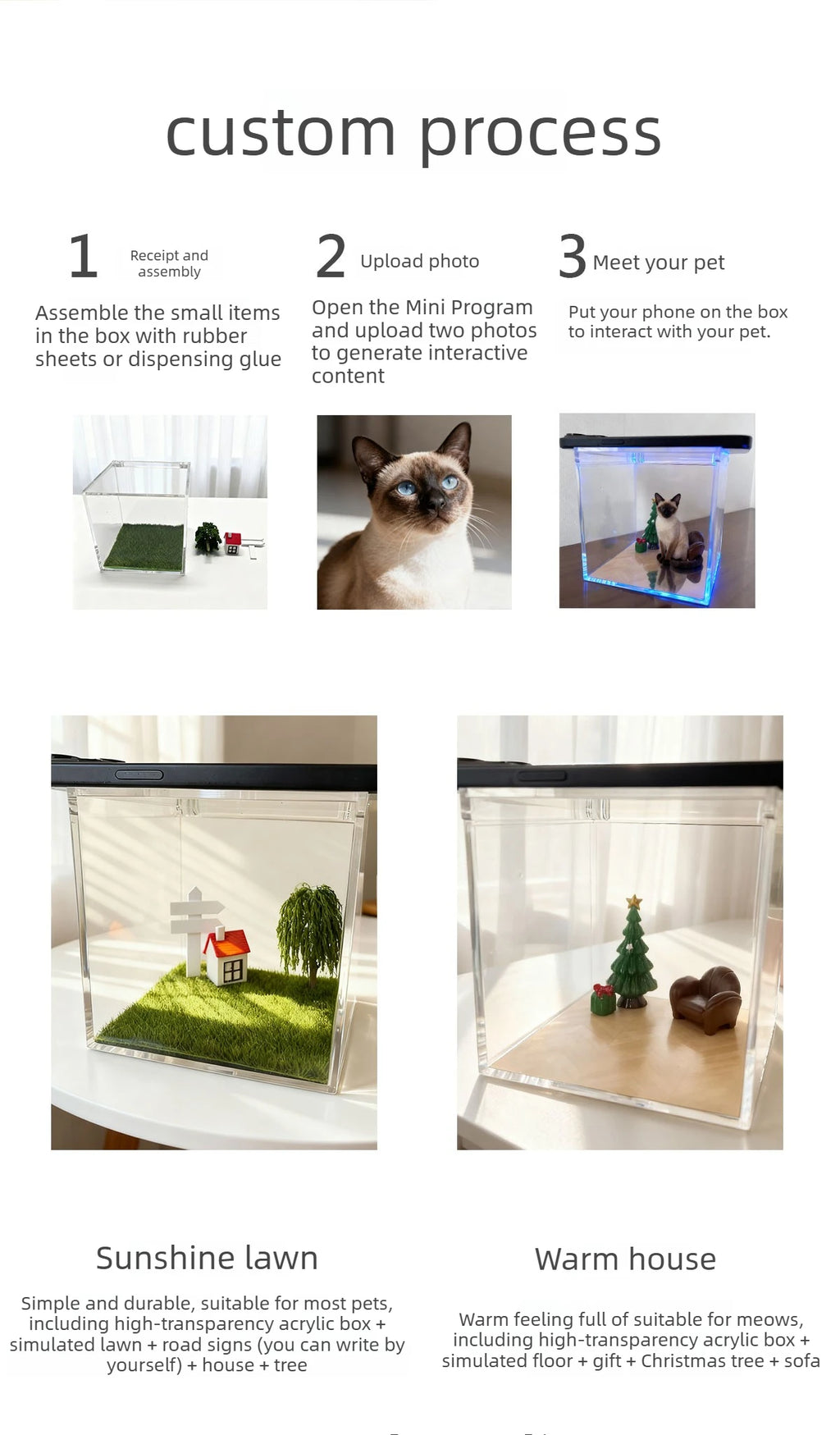 Pet Holographic Digital House, Memorial Decorative Item, Transparent Interactive Display Box High-Transparency Material Creative