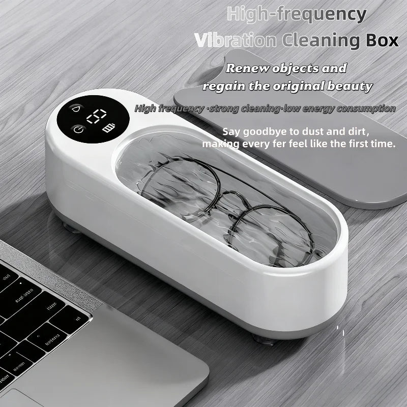 High Frequency Vibration Jewelry Cleaner 360° Automatic Deep Cleaning Tool Portable USB Rechargeable for Rings Watches Glasses