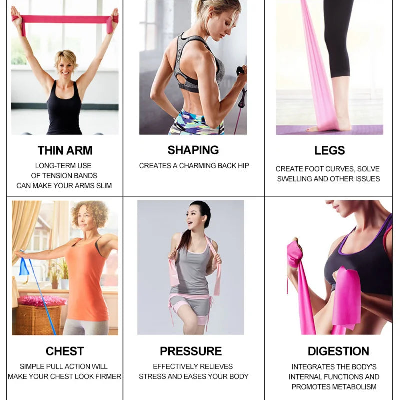 Yoga Pilates Elastic Resistance Band Fitness Training Band 150cm Fitness Elastic Rubber Gym Natural Rubber