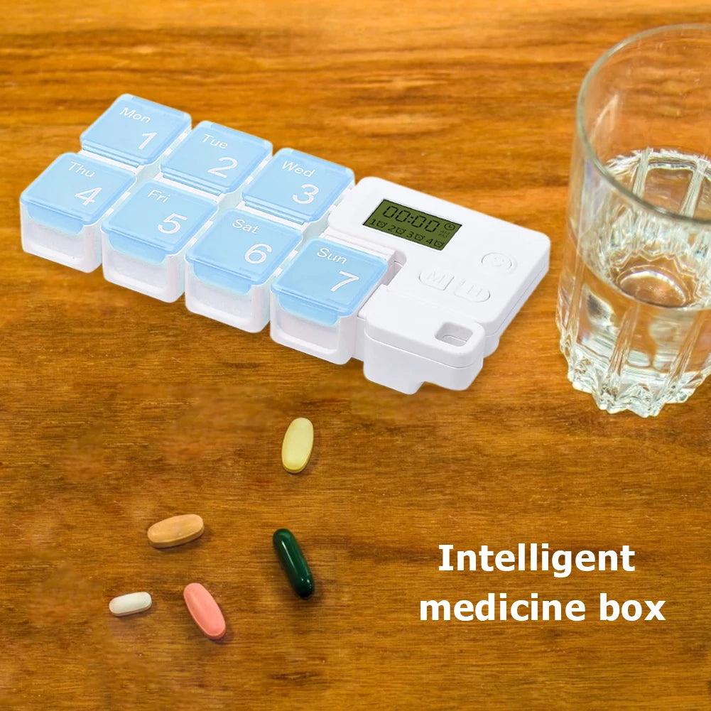 Smart 7-Day Pill Organizer Storage Case Box Weekly Pills Drug Electronic Timing Reminder Medicine Container Alarm Box