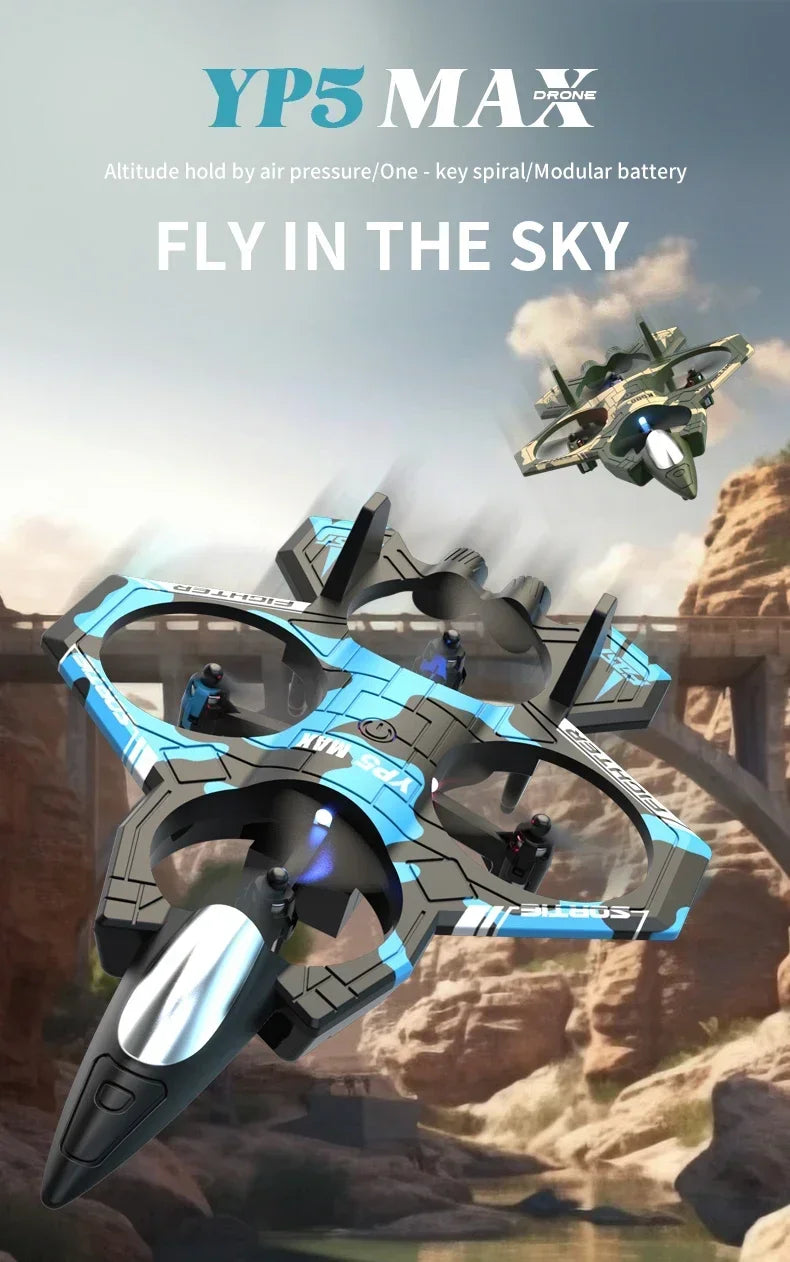 2025 new YP5 Remote Control Drone 2.4G 360° Flip Fighter Jet Toy Intelligent Fixed Height Hovering RC Airplane for Boys Kids Toy