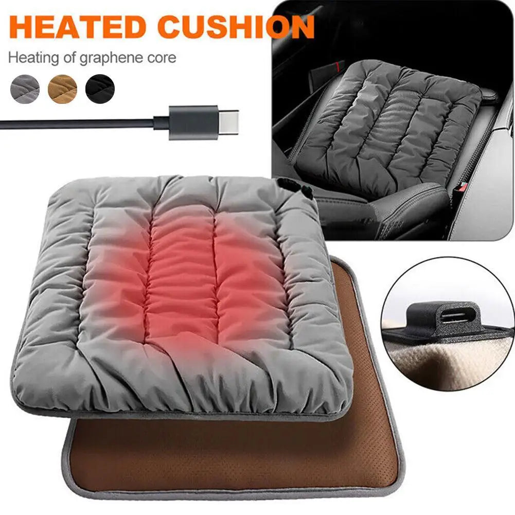 Car Heated Seat Cushion Winter Plush Seat Cushion Quick-Heating For Car, Home, 12V USB Electric Heating Single Pad