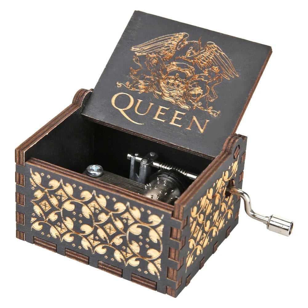 Wooden Hand Crank Music Box Bohemian Rhapsody Theme You Are My Sunshine Music Box Musica Theme Birthday Christmas Gift