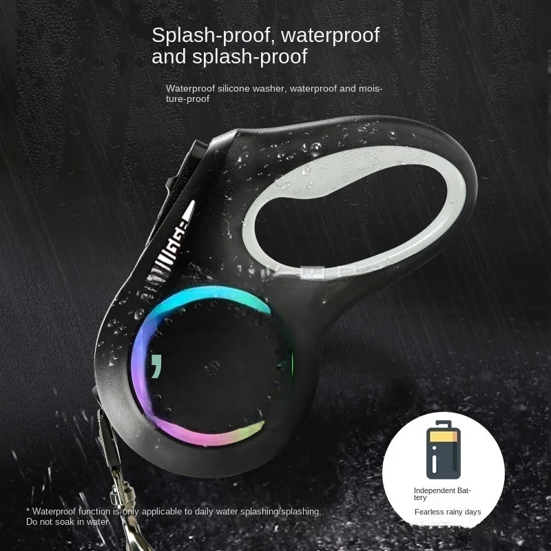 Retractable dog walker Tetractable leash for small and medium-sized dogs With flashligh and ambient light Nighttime safety