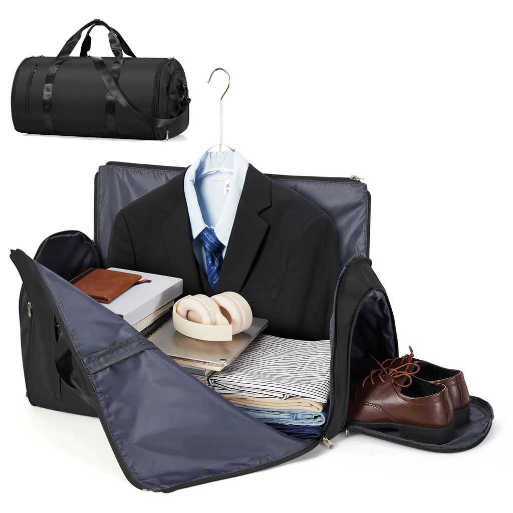 Foldable Convertible Garment Duffle Bag for Travel - 2-in-1 Hanging Suit Organizer & Carry-On Duffel Luggage Business Travel Bag