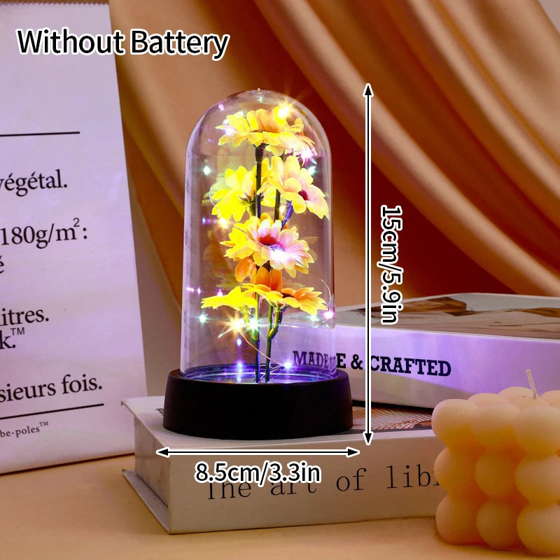 Eternal Rose Flowers Artificial Foil Flower in Glass Glow Immortal Flower LED Roses Lamp Flores Eternas Valentine's Day Gift