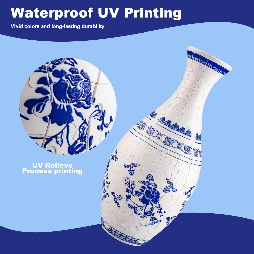 3D Puzzle Vase Home Decoration Christmas Gifts DIY Chinese Vase for Bouquet Flowers Creative Handmade Flower Vase Puzzle Toys