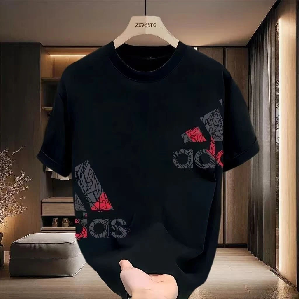 The 2026 new trend printed short-sleeved casual fashionable loose and multi-functional cotton T-shirt features a round neckline