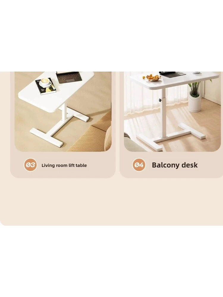 Height Adjustable Mobile Laptop Desk with Wheels Multi-Purpose Rolling Tray Table for Standing Workstation Use in Living Room