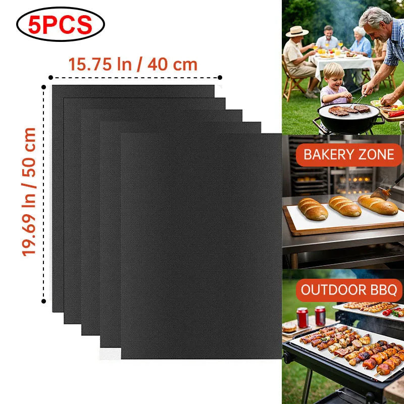 BBQ Mats Oven Bottom Liners Reusable Non-stick Baking Mats Outdoor Party Protective Mats Kitchen Tools Heat Resistant Grill Mats