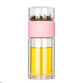 Glass Tea Bottle  Double Wall Tea Separation Glass Bottle with Tea Infuser