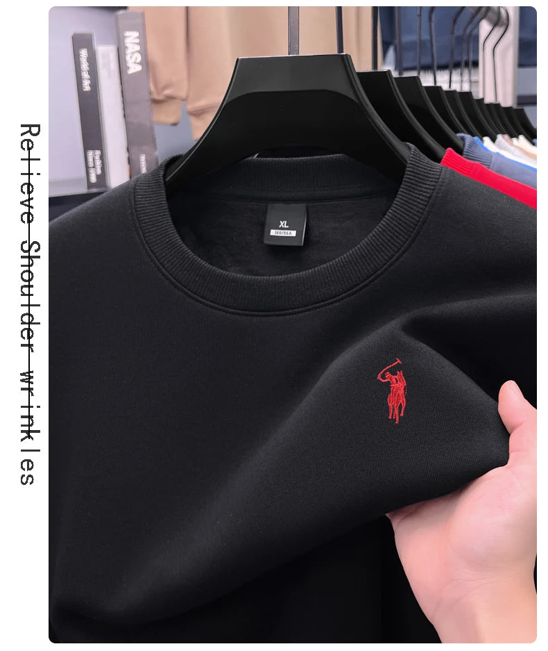 Designer brand men's round neck sportswear autumn new item thickened warm luxury pony print loose casual Paul pullover