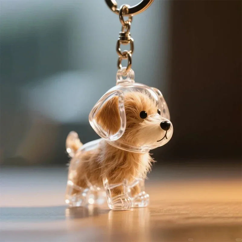Dog Hair Storage Pendant Cute Keychain Car Key Chains Bag Pendant Couple Jewelry Souvenir Collection Gift Decoration Accessories