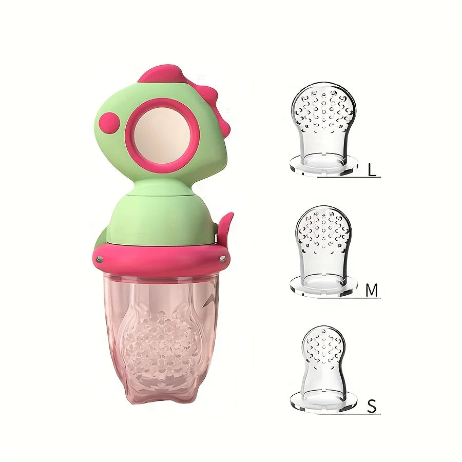 Dinosaur Rotate Push-Type Baby Fruit Feeder, Silicone Fresh Food Feeder, Kids Feeding Tool