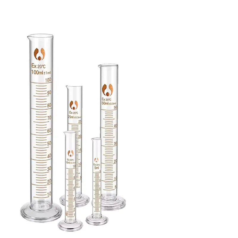 1PCS Lab Measuring Cylinder Set 5ml 10ml 25ml 50ml 100ml 200ml 500ml, Thick Glass Graduated Cylinder Kit for Laboratory Supplies