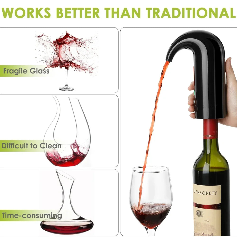 Zai Xiao USB Rechargeable Electric Wine Pourer Wine Aerator Portable Pourer Instant Wine Decanter Dispenser Pump One-Touch Autom
