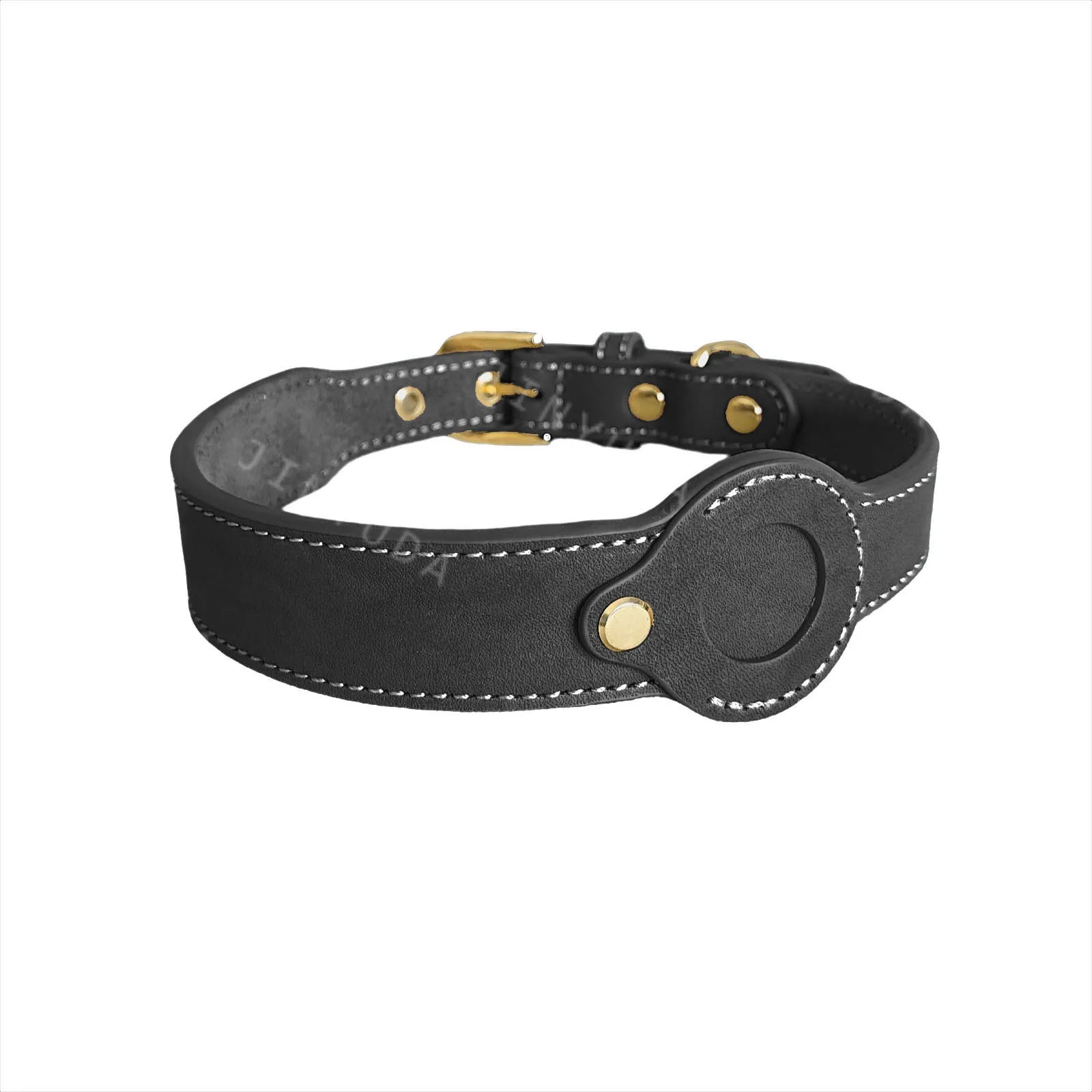 Leather AirTag dog Collar Genuine and Heavy Duty handmade pet collar with Air Tag Holder Lightweight GPS Pet Collars