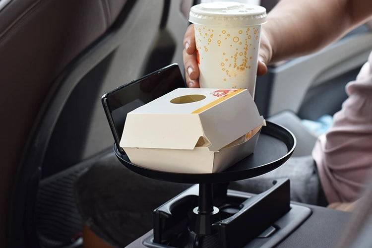 360° Adjustable Car Cup Holder Tray & Phone Mount Expander For Car, Portable Tray Table,Food Storage Rack, Coffee Table,