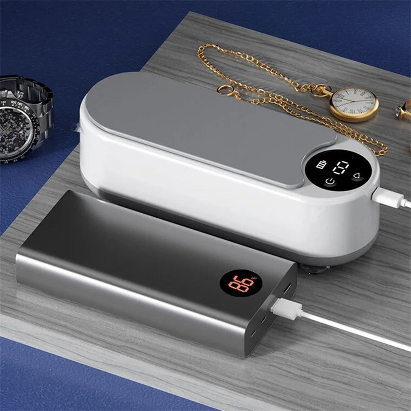 Jewelry Vibration Non-Ultrasonic Cleaner with Digital Display Wireless Portable Cleaner Eyeglasses Rings Earrings Cleaner