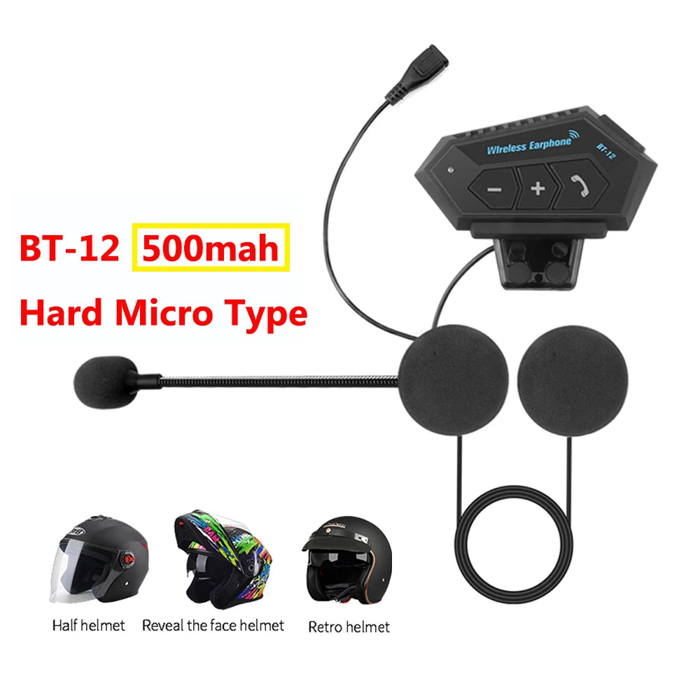Motorcycle Helmet Headset Bluetooth 5.0+CSR Earphones 2000mah Battery Anti-interference Handsfree For Full/Half Face Helmet