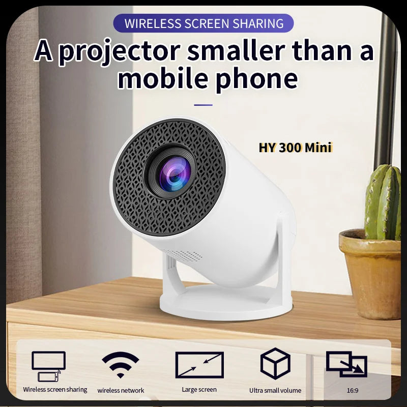 HY300 Mini portable 4k projector 1080P android Smart home  movie theater projectors bluetooth and wifi