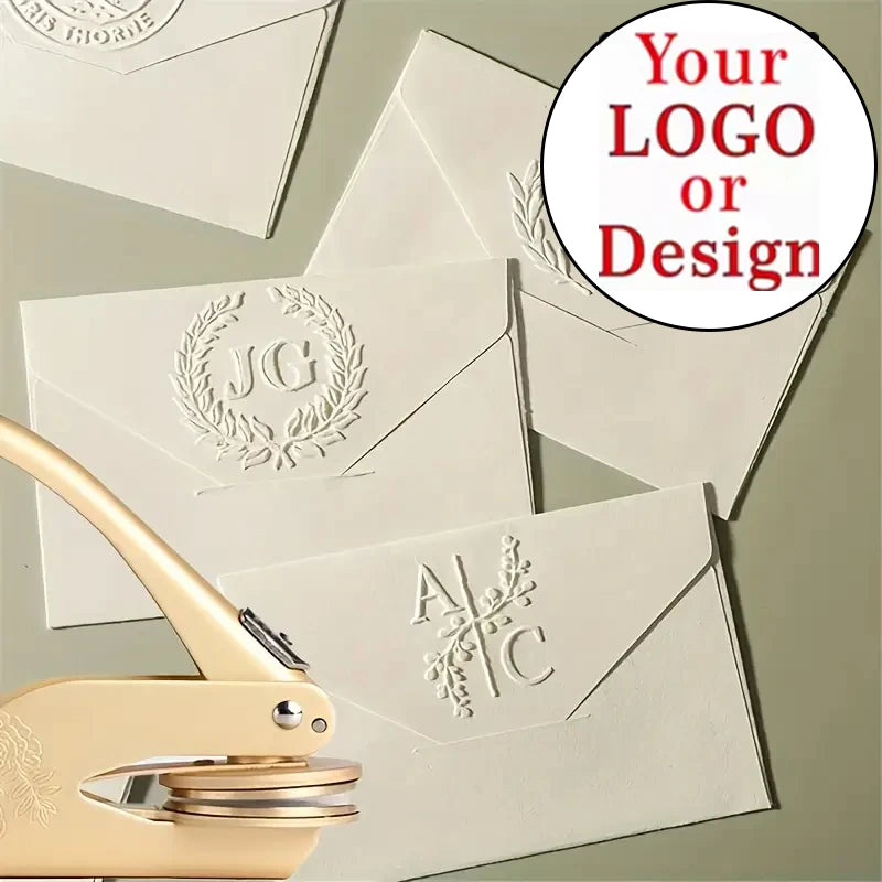 Custom Initials Embosser Stamp,Book Embosser Personalized LOGO Wedding Embossing Stamp, Address Stamp, Form the Library Embosser