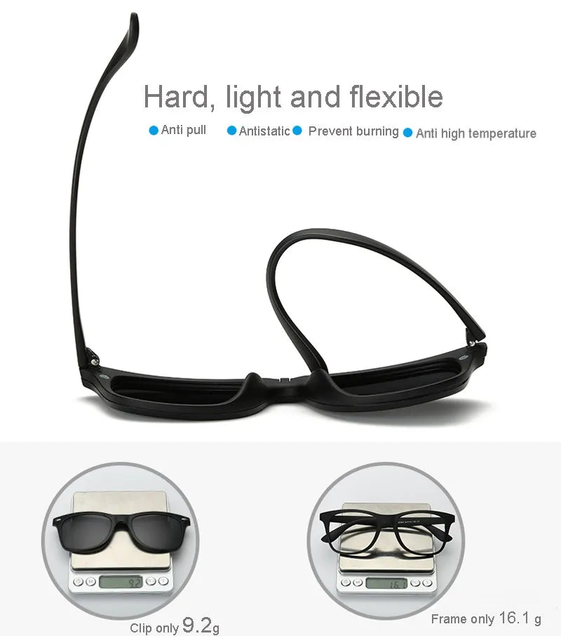 HJYFINO 5 lenes Magnet Sunglasses Clip Mirrored Clip on Sunglasses clip on glasses Polarization Clip Custom Prescription Myopia