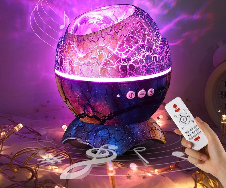 Dinosaur Egg Galaxy Projector with Remote Control Bluetooth Speaker LED Night Light Starry Sky Projection Light Children's Gift