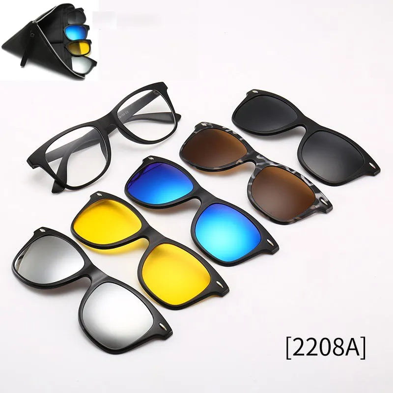 HJYFINO 5 lenes Magnet Sunglasses Clip Mirrored Clip on Sunglasses clip on glasses Polarization Clip Custom Prescription Myopia