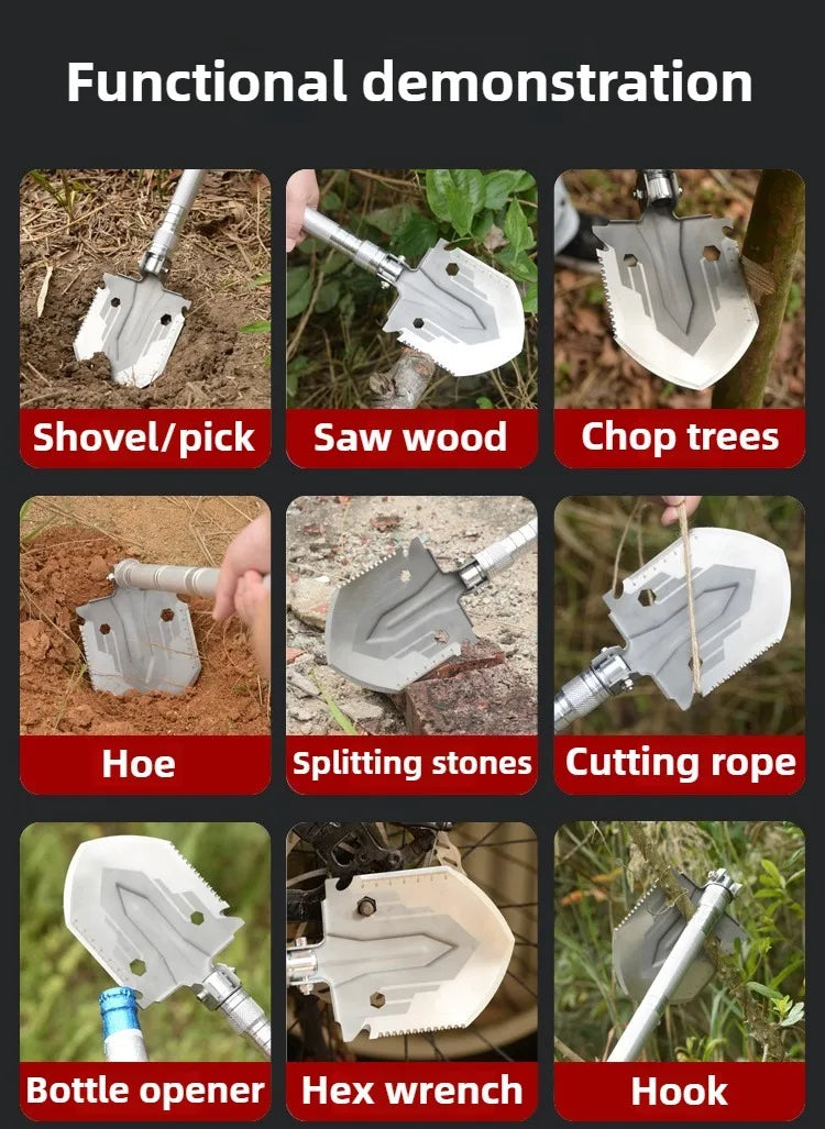 Multifunctional Shovel Folding Military Shovel Self-defense Outdoor Survival Supplies Set Garden Tools Camping Accessories