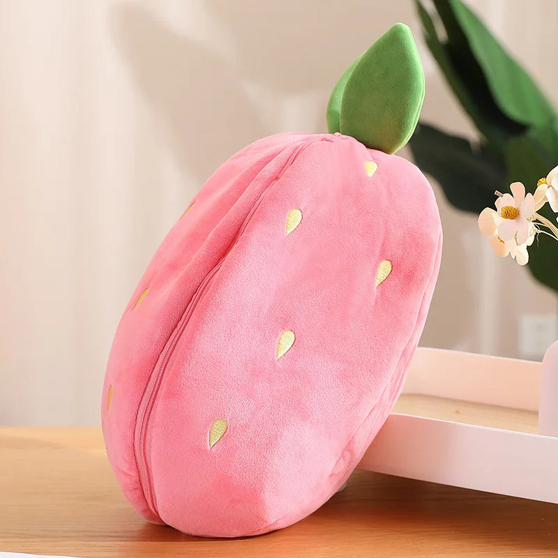 Kawaii Fruit Transfigured Bunny Plush Toy Cute Carrot Strawberry Turn Into Rabbit Plush Toy Kids Birthday Christmas Gift