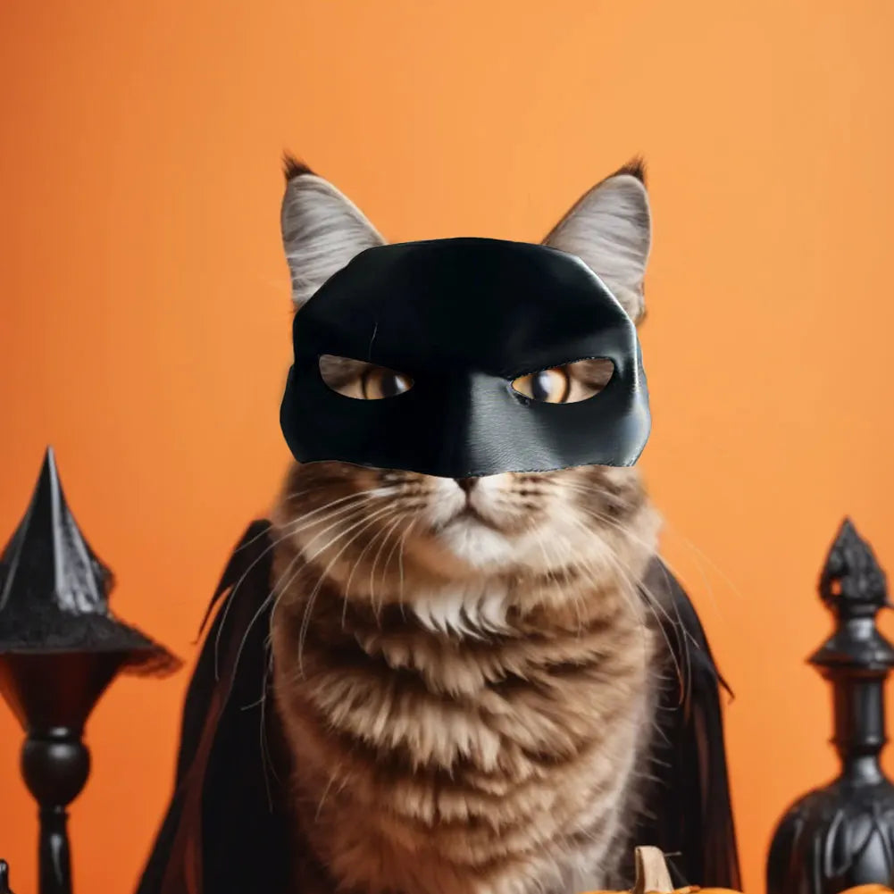 Bat Cat Avenger Mask Creative Black Cat Bat Mask Handmade Half Face Cat Mask Decorative Half Face Pet Mask for Party Favors