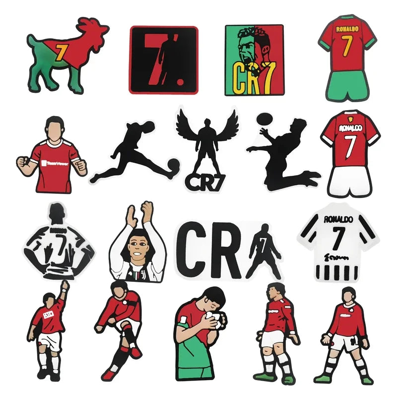 1-16pcs of Football Star Mesi Series Cartoon Shoe Charming Decorative Accessories, Children's Favorite Gifts